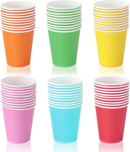 YWKJDDM Lot de 60 gobelets en carton multicolores, 250 ml, jetables, multicolores, conviennent pour les mariages, les enfants, les fournitures de fête, le...