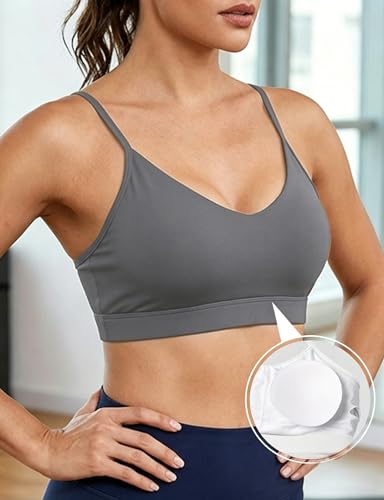 Image of Buauty Sports Bras for Women Criss Cross Back Medium Support Yoga Wireless Padded Bra with Removable Cups Racerback Bra 4 Gym