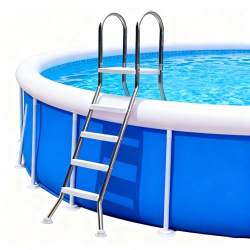 Escalera para piscina sobre suelo 4 peldaños acero inoxidable miniatura 1