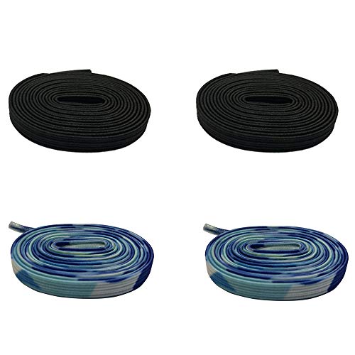 Ueither Sin Corbata Cordones Elásticos para Zapatos, Plana Un tamaño Cordones de Los Zapatos para Niños y Adultos - compatibles con todos los zapatos(2 Pares)
