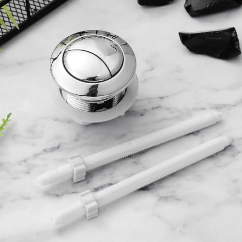 Miniatura 5 de Bazeitflow Pulsador Doble Descarga Para Cisterna De Inodoro Botón Redondo Plateado Con Varilla Compatible Con Tapa De Fácil Instalación Y Duradero