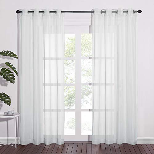 Image of NICETOWN Sheer Curtains 84 Inches Long - Ring Top Solid Voile Window Draperies Elegant Panels for Guste Room (Light Gray, 2 Panels, W54 x L84 Inches)