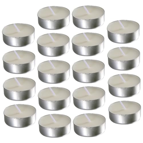 HOLIDYOYO 50pcs Romantic Tealight Candles Round Tea Light Candles White Wedding Accessory for Banquet Decorations
