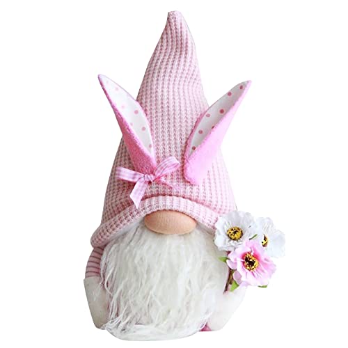 Osterdeko Wichtel Figuren Kleine, Beleuchteter Wichtel Ostern, Osterwichtel Hase Rosa Mit Eier, Tisch Dekoration Ostern für Osterdekoration Frühling Osterhase Wichtel Dekor Urlaub Dekoration