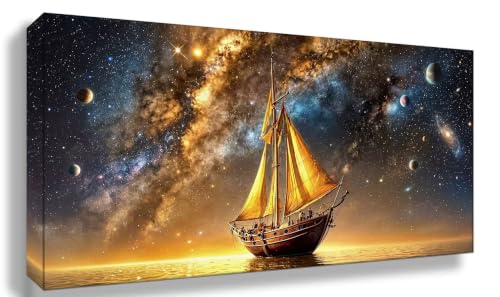 Peinture numéro adulte galaxie et voilier en kit mosaïque 5D complet