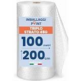 Pluriball 100 metri x 200 cm Set da 1pz Triplo Strato 45g Imballaggi Point