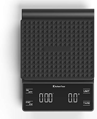 KitchenTour Coffee Scale with Timer 3kg/0.1g High Precision Pour Over Drip Espresso Scale with Back-Lit LCD Display (Batteries Included)