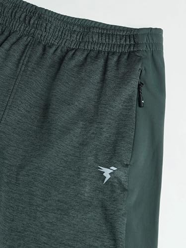 Image of TECHNOSPORT Men's Melange Slim Fit Techno Dry Trackpants Drawstring 2-Pocket Polyester Joggers for Gym Running Workout UPF50+ Anti Odour