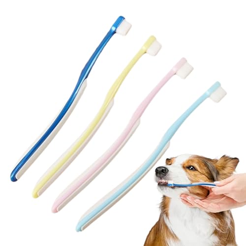 Juego de cepillos de dientes para mascotas: limpiador de encías para perros, kit de cerdas, suministros para el cuidado con mango cómodo | Herramienta de higiene bucal para cachorros, ga