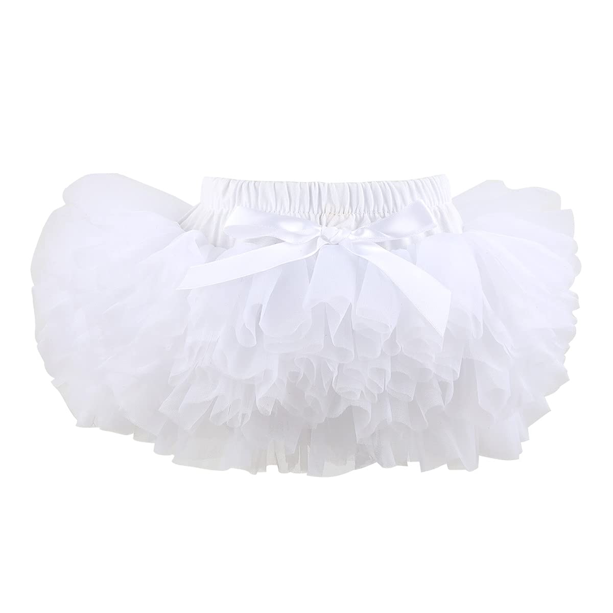 HOOLCHEAN Infant Toddler Baby Girls Super Soft Fluffy Tutu Skirt with Diaper Cover Bloomer White, 1-2T