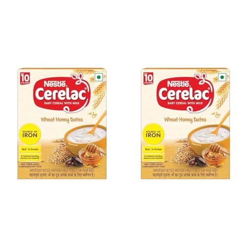 Image of CERELAC Nestle Baby Cereal with Milk, Wheat Honey Dates, From 10 to 24 Months, Stage 3, Source of Iron & Protein, 300g (Pack of 2)