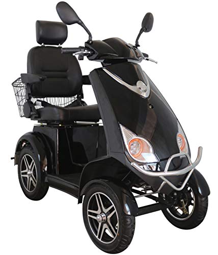 Green Power 4 Wheeled Electric Mobility Scooter with Extra Accessories Package: Mobility Scooter Waterproof Cover, Phone Holder, Bottle Holder