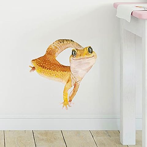 ROFARSO Lifelike Cute Lovely Smiling Lizard Gecko Animal Wall Stickers Removable Wall Decals Peel and Stick Wall Art Decorations Home Decor for Kid Nursery Baby Bedroom Living Room Playing Room Mural Cover