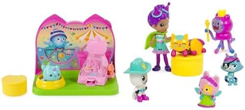 Spin Master Gabbys Dollhouse Bundle Kitty Narwhals Carnival Room with Toy Figure & Celebration Themed Figures Set with Gabby Girl & 5 Cat Toy Figures
