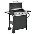 4-Burner Propane Barbecue Gas Grill, Stainless Steel Portable Grill BBQ Grill 34,200 BTU Output with Thermometer and Side Burner, Grills Outdoor Cooking 4-Burners One size