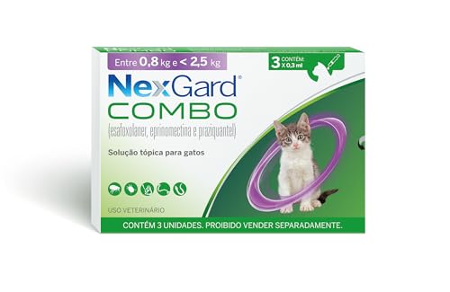 Nexgard COMBO Antipulgas e Sarna e Vermífugo para Gatos até 2,5 k...
