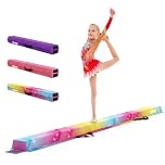 Dripex Kids Balance Beam - 240cm Portable Folding Balance Beam with Carry Handles, High Density EVA Faux Suede Gymnastics Beam for Home Gym Exercise