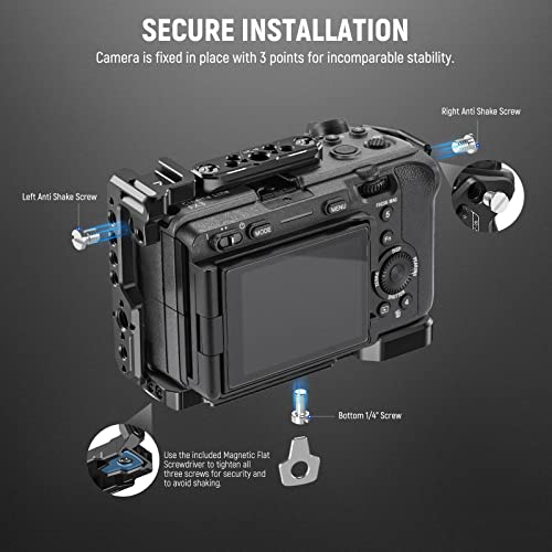 NEEWER FX3/FX30 Cage Camera Cage with HDMI Cable Clamp, NATO Rail, 3/8 Inch ARRI Positioning Holes - Image 3