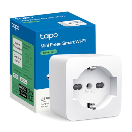 Tapo Presa Smart Italiana, WiFi Intelligente, Timer per Presa Elettrica, Controllo Vocale, Funziona con Alexa, Controllo Remoto Tramite APP, Tipo L fino a 10A, Tapo P105A