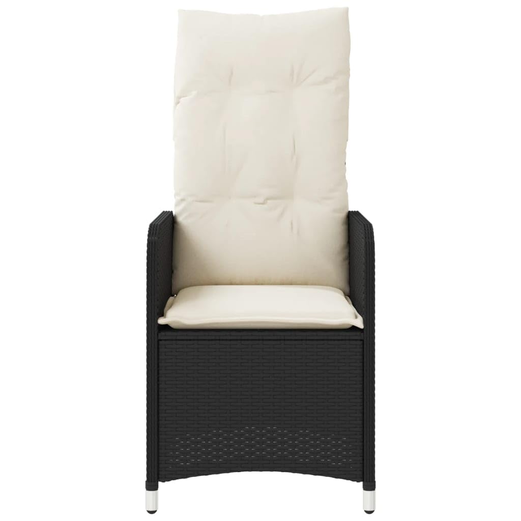 Poltrone reclinabili da giardino cuscini 2 pz rattan sintetico nero sedie da esterno resistente alle intemperie, poltrone per terrazze, mobili da giardino nero senza poggiapiedi