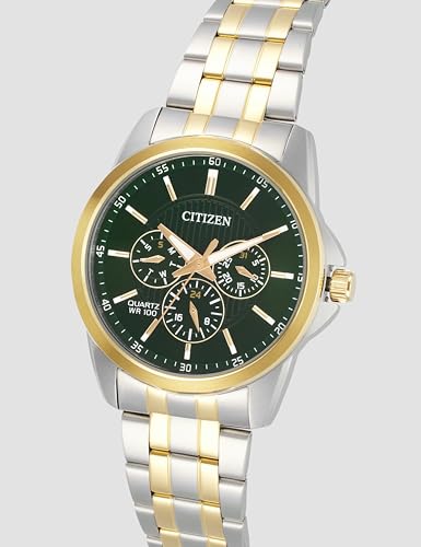 Image of Citizen Stainless Steel Analog Quartz Multifuction Men's Black Dial Watch - AG8348-56X, Band Color-Two-Tone