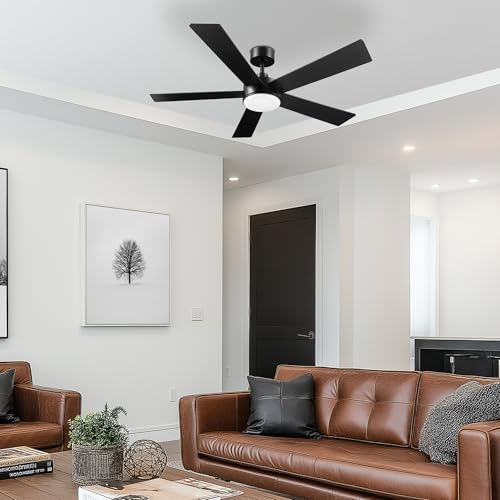 GLOBE Electric Veloria 52 in. Ceiling Fan with LED Light, Remote Control, WhisperQuiet DC Motor, 6 Speeds, Matte Black, Reversible Blades thumbnail 3