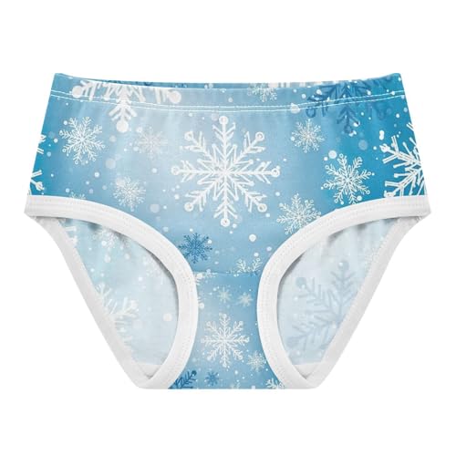 Snowflakes Blue White Toddler Underwear Girls, Cotton Girls Underwear, 2T–8 Years