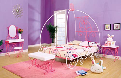 Furniture Of America Ashley Fairy Tale Carriage Bed, Twin, Pink & White #TOP3