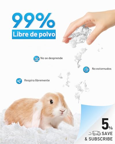 Miniatura 2 de Bucatstate Lecho Para Hámsteres 70l, Camas Para Conejos Animales Pequeños, Ratones, Jerbos, Roedores, Control De Olores, Natural Lecho De Papel Súper Absorbente, 99,9 Libre De Polvo 70litros