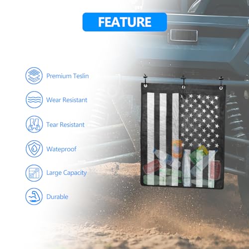 Image of Universal Trash Sack ATV UTV Mesh Trash Bag Large Storage Bag Teslin Compatible with Polaris RZR, CFMOTO, Can-Am, Teryx, Arctic Cat, Golf Cart, Pioneer, Boat(American Flag Print)