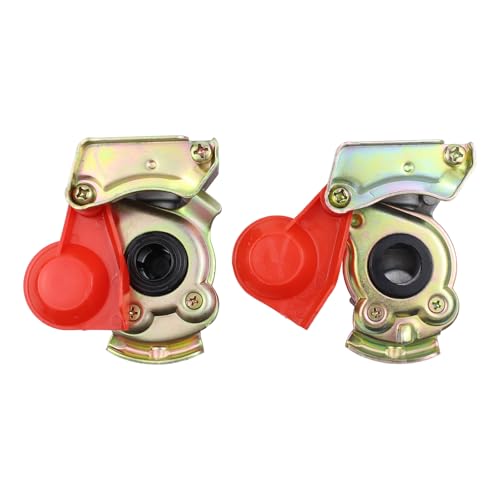 Kupplungskopf M16 mit Ventil ohne Ventil Set Druckluftkopf rot gelb M16x1,5 mit Staubkappe Filter für LKW Zugmaschine Traktor Druckluft Motorwagen Zugfahrzeug Traktoren Bremse Anhänger Auflieger