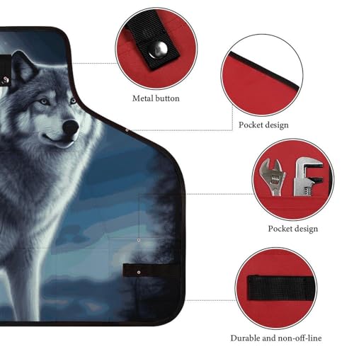 Delantal multiusos Wolf Moon con múltiples bolsillos ajustable miniatura 3