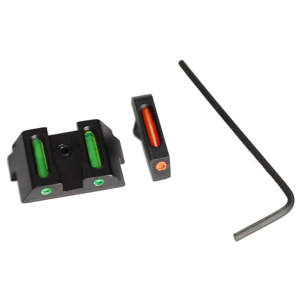 Metal Front and Rear Red and Green Fiber Optic Pistol Sights for G17/17L/19/22/23/24/26/27/33/34/35