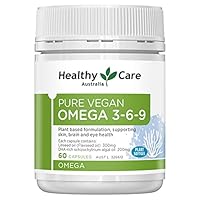 Healthy Care Pure Vegan Omega 3-6-9 Capsules, green, 60 Count (Pack of 1)