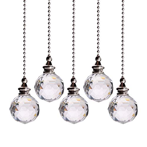 Cabilock 5 Pcs Cristal Ventilateur De Plafond Tirer Les Chaînes Windows Boule Lustre Pendentif Suncatcher Jardin Arc-En-Ciel Décorations (30Mm Transparent)