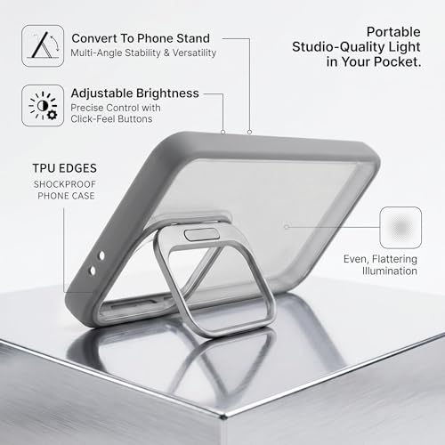 Image of amazon basics Frosted Matte Case for Samsung Galaxy A55 5G | Built-in Flip-Out Camera Lens Stand | Translucent Back with Contrast Gray Bumper | Shockproof Protective Cover with Foldable Kickstand