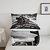 Retro Kids Comforter Set - Full Size, Black & Red Train Car Bedding Set - Vintage 3D Train Duvet Insert, 2 Pillowcases #4