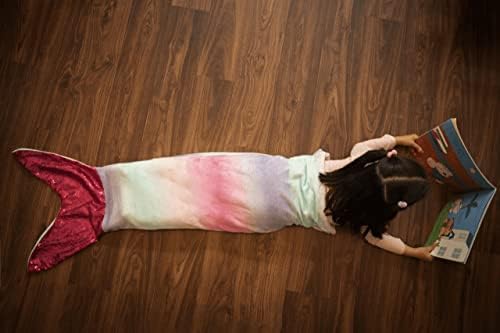 GREY LOOK Soft Plush Kids Mermaid Tail Blanket Pink Novelty Sequin Ombre Mermaid Style Cosy Cover Up Comfort Blanket Warm Fleece Sleeping Bag Snuggle Blanket for Girls Boys Toddler Teens