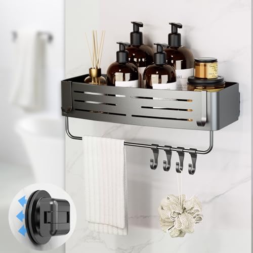 Onemake Suction Cup Shower Caddy, No Drilling Bathroom Organizer Shelf, Strong Vacuum Suction Holds Up to 22 lbs, Removable Shower Shelf for Tile Glass, Kitchen & Bathroom Storage Basket