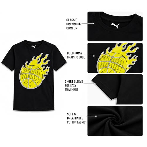 Image of PUMA Boys T-Shirts Athletic Crewneck Short Sleeve Tees (Sizes S-XL) | Soft Breathable Cotton Blend, Comfortable Casual Fit, Great for School, Play & Everyday Wear