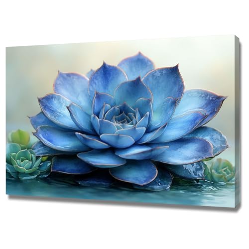 Peinture de plante TERUEA haut de gamme bleu roi encadrée 40x60cm
