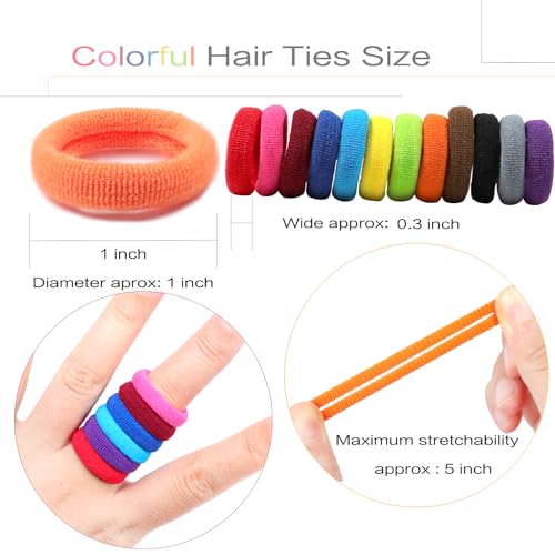 Image of 300PCS Cotton Toddler Hair Ties for Girls,No Crease Hair Ties | 1inch in Diameter,Girls Elastic Ponytail Holders,Kids Seamless Hair Bands for Baby Girls Infants Toddlers,Multicolor