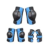 ACYOUNG Knieschoner Kinder, Inliner für Kinder Protektoren Knieschützer Set 6 in 1 Ellenbogenschoner Handgelenkschoner Schutzausrüstungen (S,Blau)