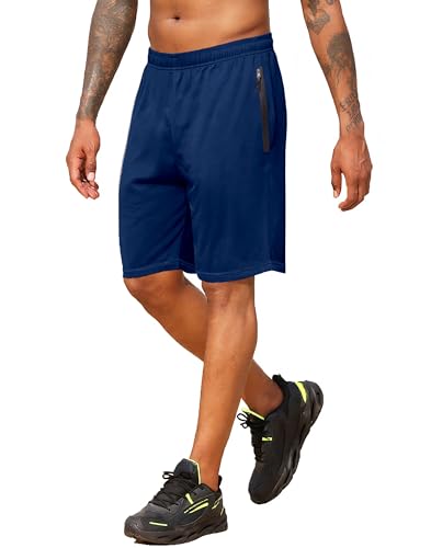 RPOVIG Men's Workout Shorts Sets 5 Pack with Zippered Pockets Basketball Gym Activewear Athletic Mesh Shorts4