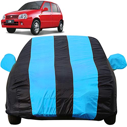 Image of Autofact Car Body Cover with Mirror Pockets Compatible for Maruti Old Zen (Triple Stitched, Bottom Fully Elastic, Teak Blue Color)
