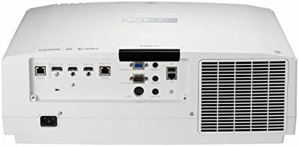 Rear view of the NEC NP-PA653U LCD Projector showing various input and output ports.