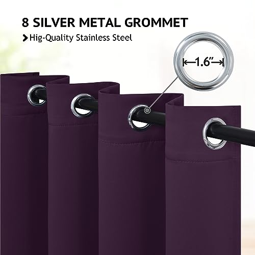 Image of COSVIYA Grommet Room Darkening Purple Curtains 63 inch Length for Bedroom | Light Blocking Insulated Thermal Curtains for Living Room, Blackout Thick Polyester Window Drapes,52x63 inches, 2 Panels