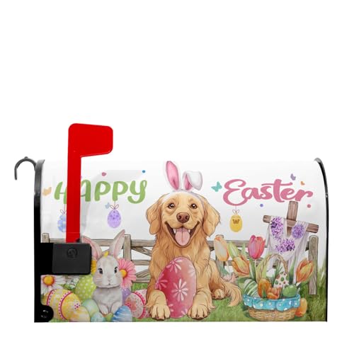 Image of Kawani Happy Easter Mailbox Covers Magnetic Spring Bunny Flower Mailbox Cover Standard Size 18 X 21 Inch Easter He is Risen Wrap Post Letter Box Decorative for Outdoor Home Garden Yard