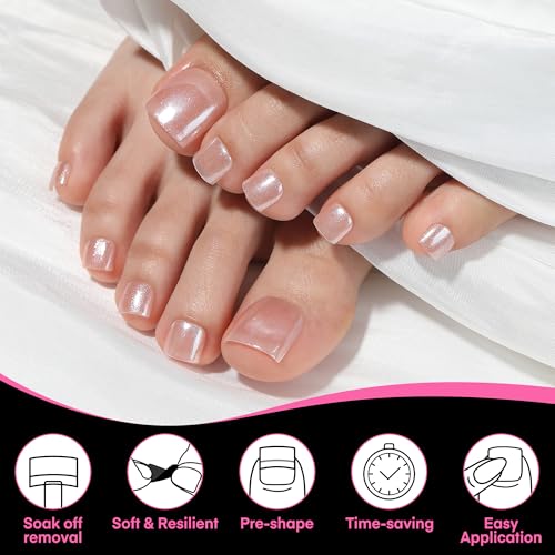 Image of UNA GELLA Square Toe Nail Tips Half Cover - 15 Sizes Pre-buffed Soft Gel Fake Toe Nails Tips Square Acrylic Artificial Pedicure False Toenails for Nail Salons Extensions and DIY Nail Art 240Pcs