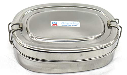 Scatola portapranzo in acciaio inox a forma ovale con contenitore aggiuntivo per bambini indiani